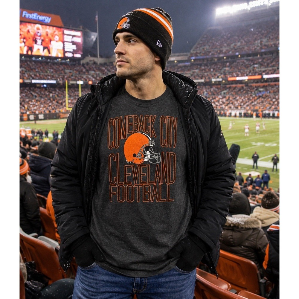 NFL Team Apparel Cleveland Browns Comeback City‎ Dark Brown Tee-shirt Adult 2XL